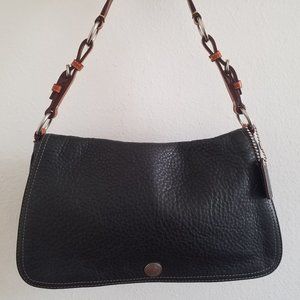 Coach Black Pebbled Leather Shoulder Bag Purse